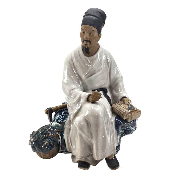 Chinese Scholar of Medicine Figurine Mudman Ceramic Statue Li Shizhen JE391 - Picture 4 of 12